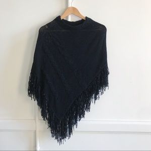 Black Fringe Poncho